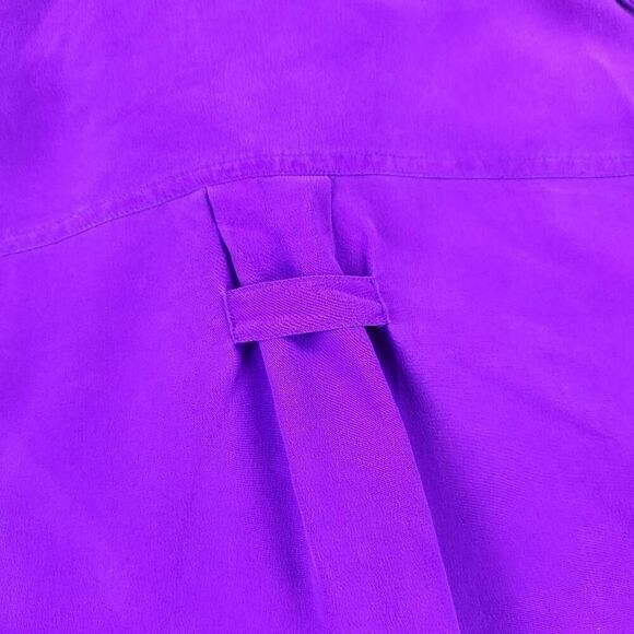 🔹️Vintage Sunny Leigh Fuchsia Silk Buttoned Short Sleeve Top Large - Picture 8 of 13